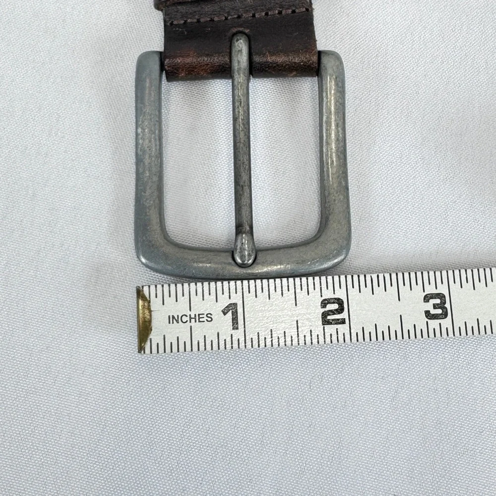 Fossil Leather Belt Mens 38 Brown 1954 Patch Distressed Rugged Americana Vintage